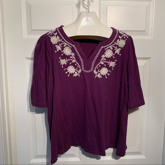 Carolyn Taylor Women Purple W/ Embroidery Top 16-18 - Picture 1 of 8